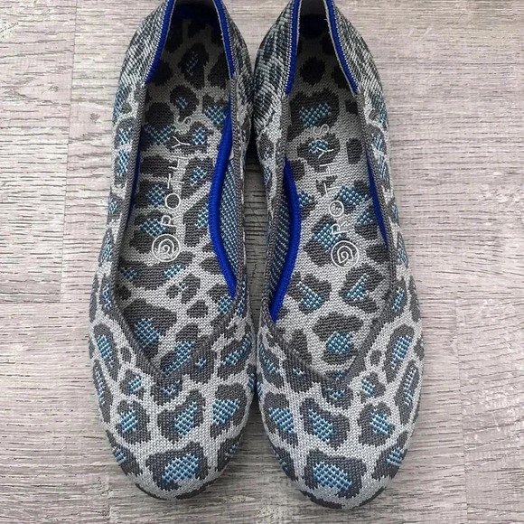 Rothy's Women's Blue Leopard Flats - Picture 1 of 3